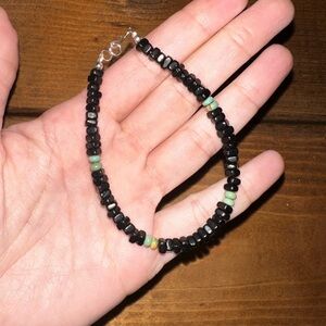 Black onyx/green turquoise bracelet